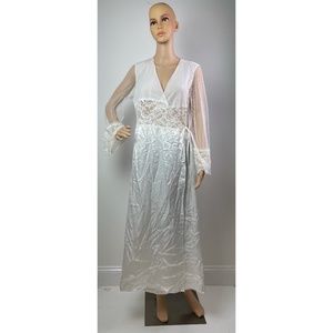 Madison Intimates White Floral Lace Long Sleeve Dress